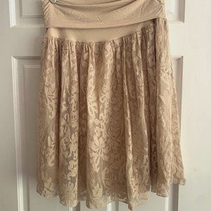 Sundance silk lace skirt Sz L, Cream/Beige Cool!